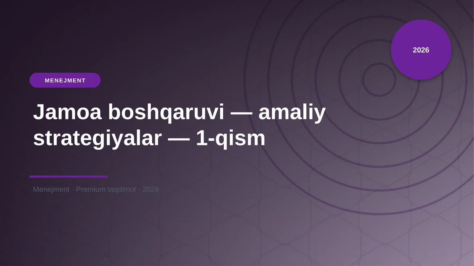 Jamoa boshqaruvi — amaliy strategiyalar — 1-qism