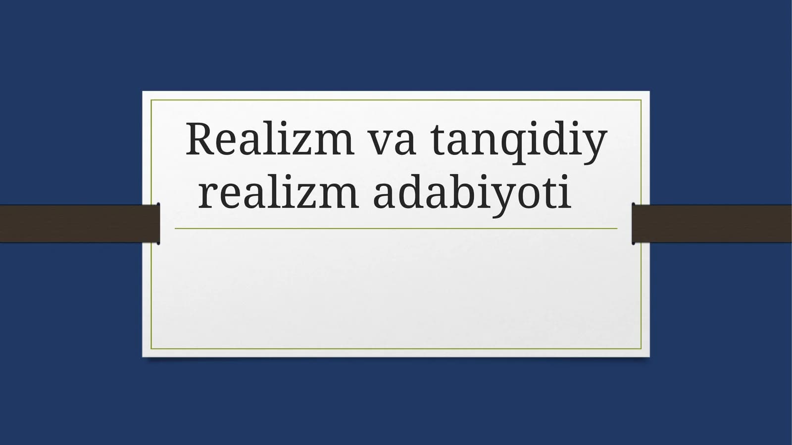 Realizm va tanqidiy realizm adabiyoti