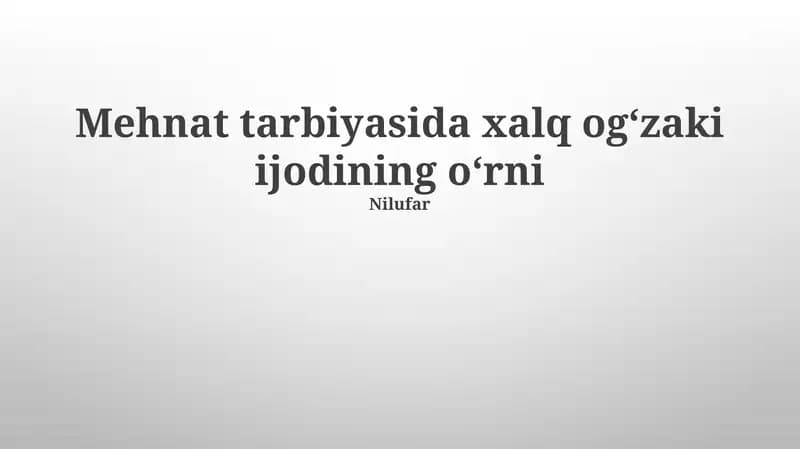 An'anaviy Hikoyalar va Kasb Tanlash