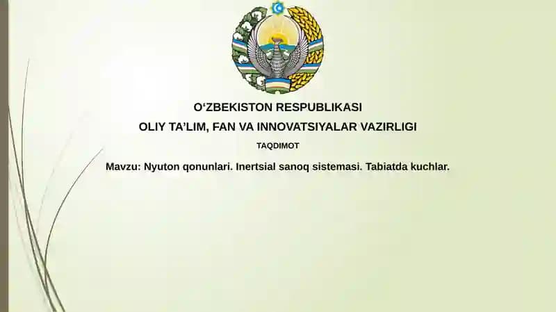 Nyutonning birinchi qonuni va inertsial sanoq sistemalari