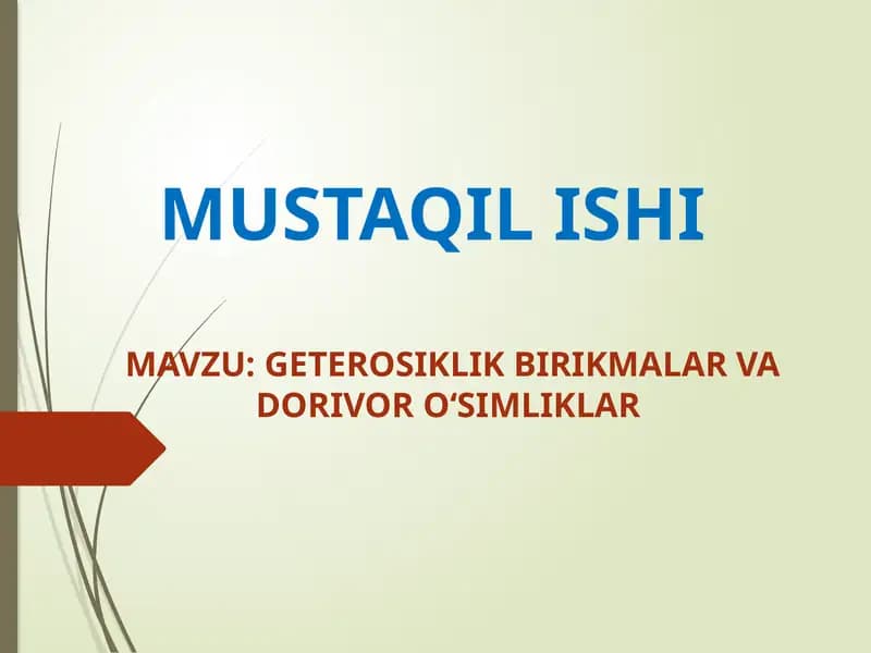 Geterosiklik birikmalar va dorivor vositalar