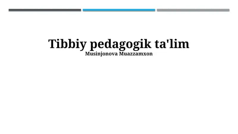Tibbiy Pedagogik Ta'lim