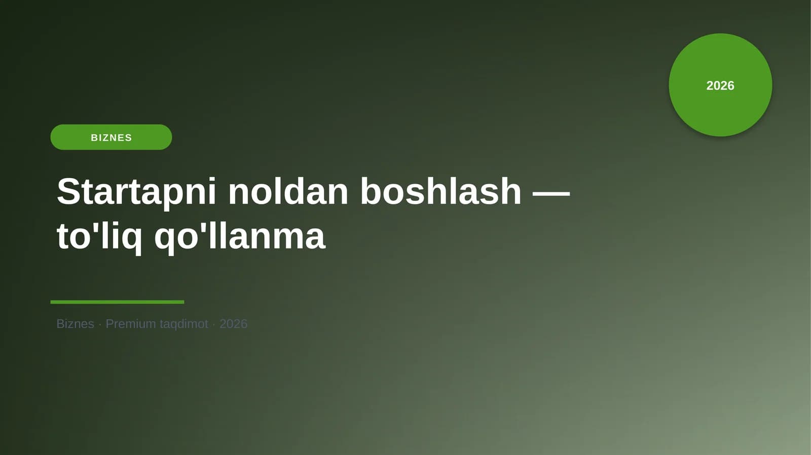 Startapni noldan boshlash — to'liq qo'llanma