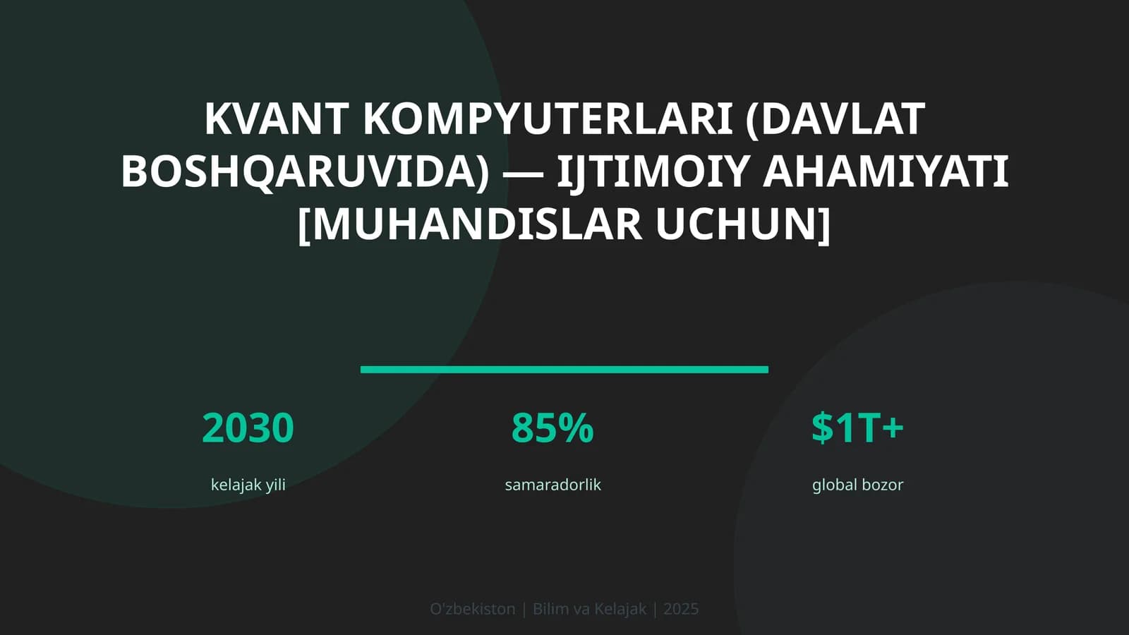 Kvant kompyuterlari (davlat boshqaruvida) — ijtimoiy ahamiyati [muhandislar uchun]