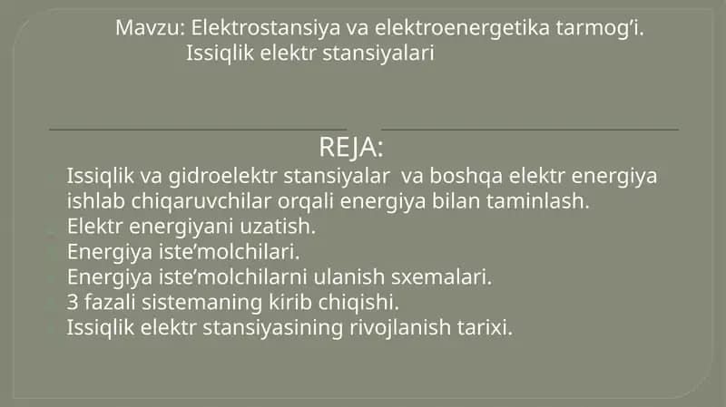 Elektrostansiyavaelektroenergetikatarmog’i