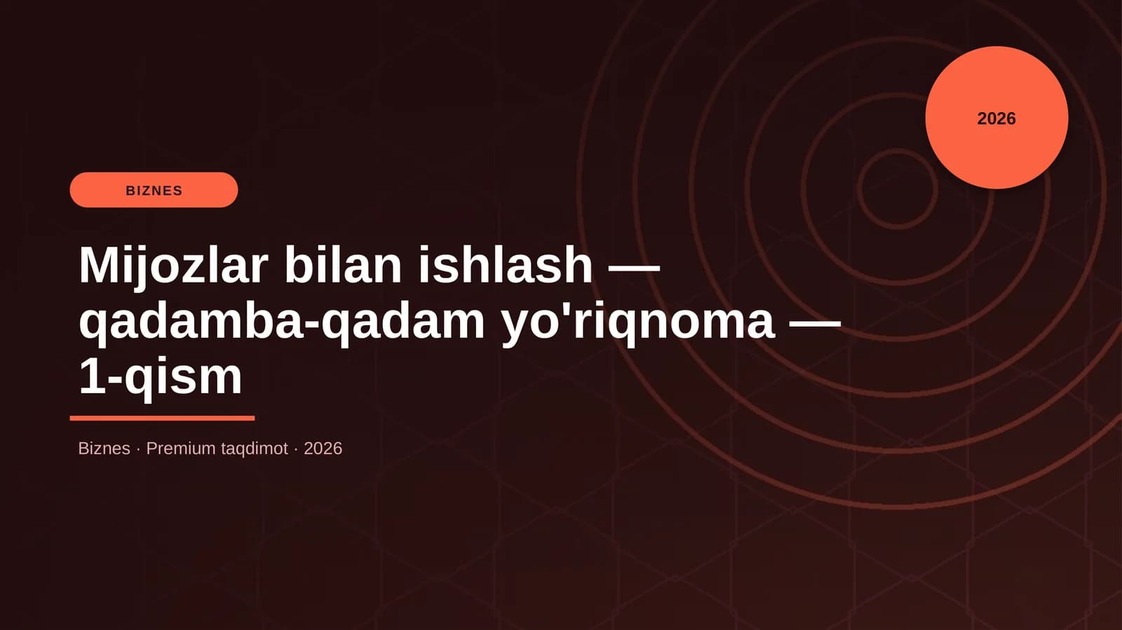 Mijozlar bilan ishlash — qadamba-qadam yo'riqnoma — 1-qism