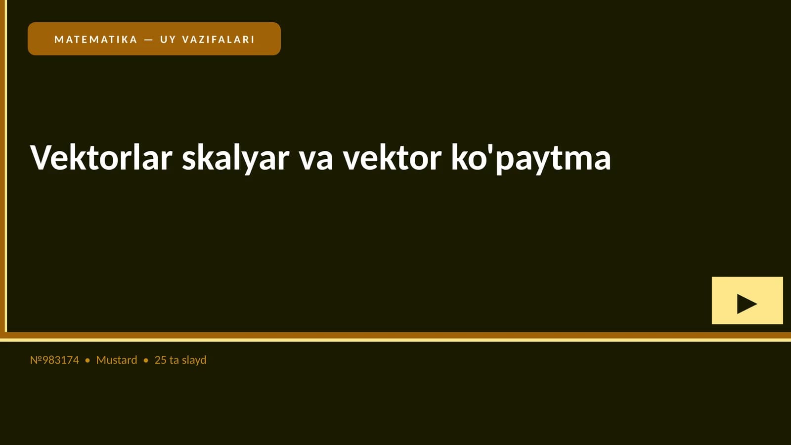 MATEMATIKA — UY VAZIFALARI