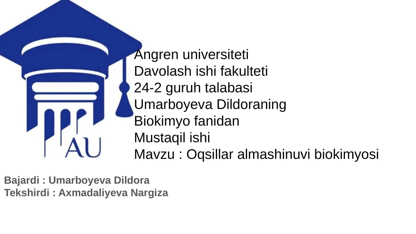 Oqsillar almashinuvi biokimyosi