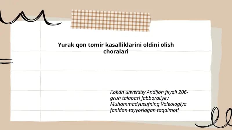 Yurak qon tomir kasalliklarini oldini olish choralari
