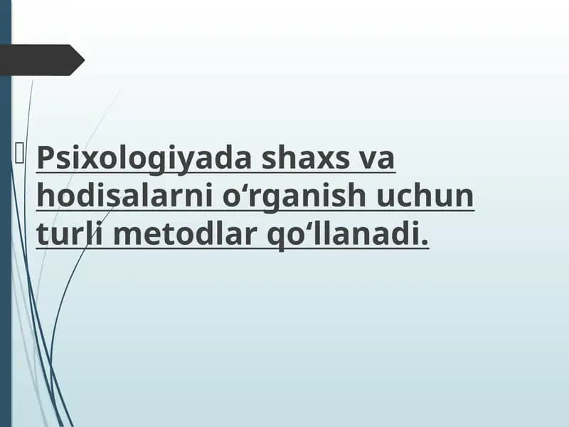 Metodlarning umumiy tasnifi