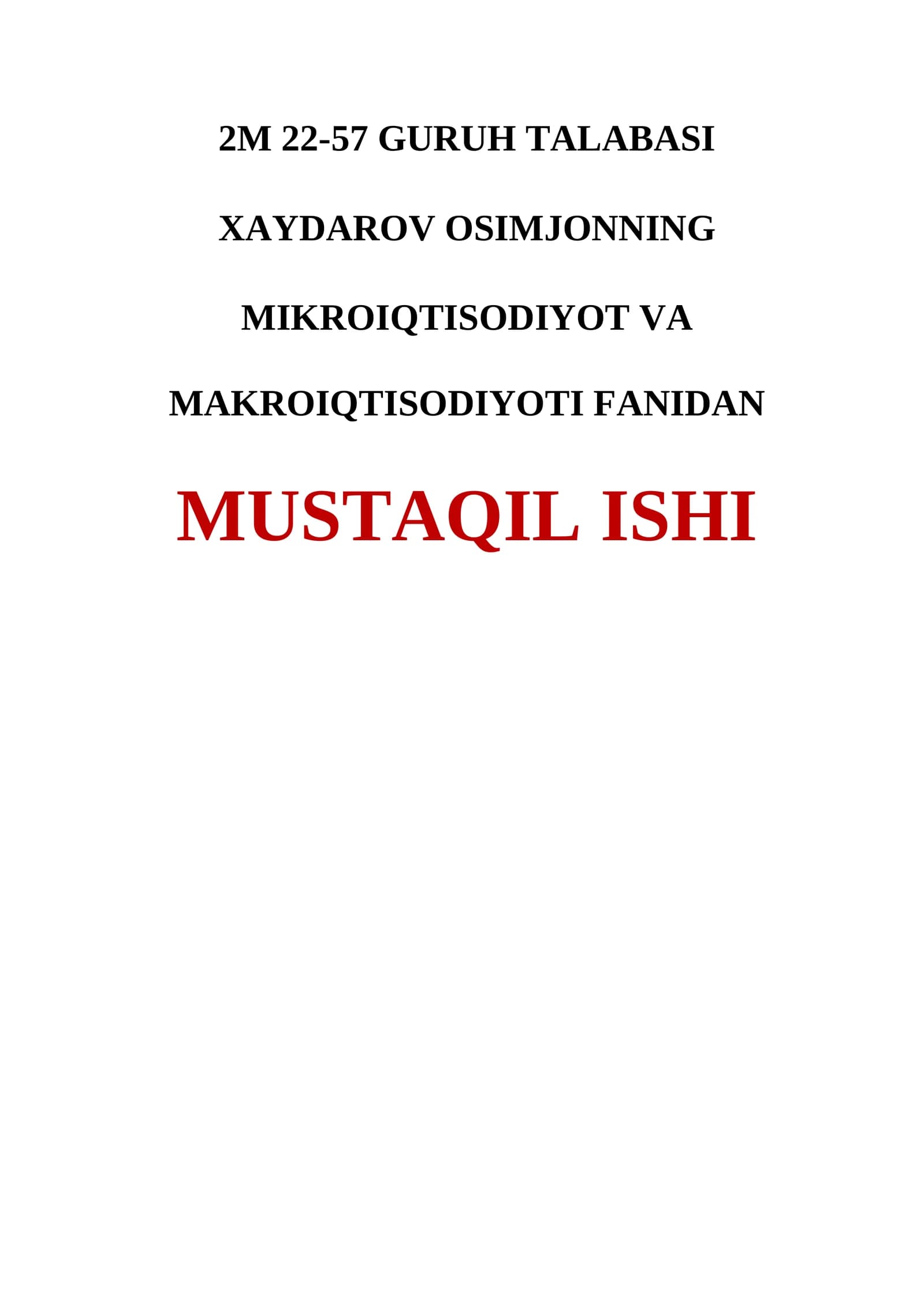 O`ZBEKISTON RESPUBLIKASI DAVLAT STATISTIKA QO`MITASI