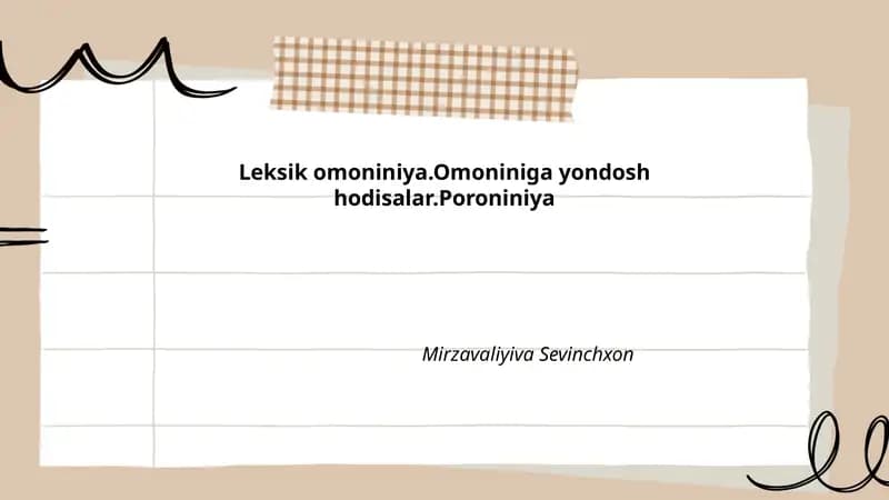 Leksik omoniniya