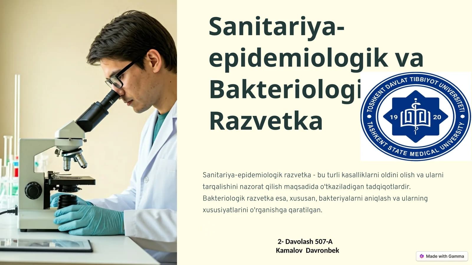 Sanitariya-epidemiologik va Bakteriologik Razvetka