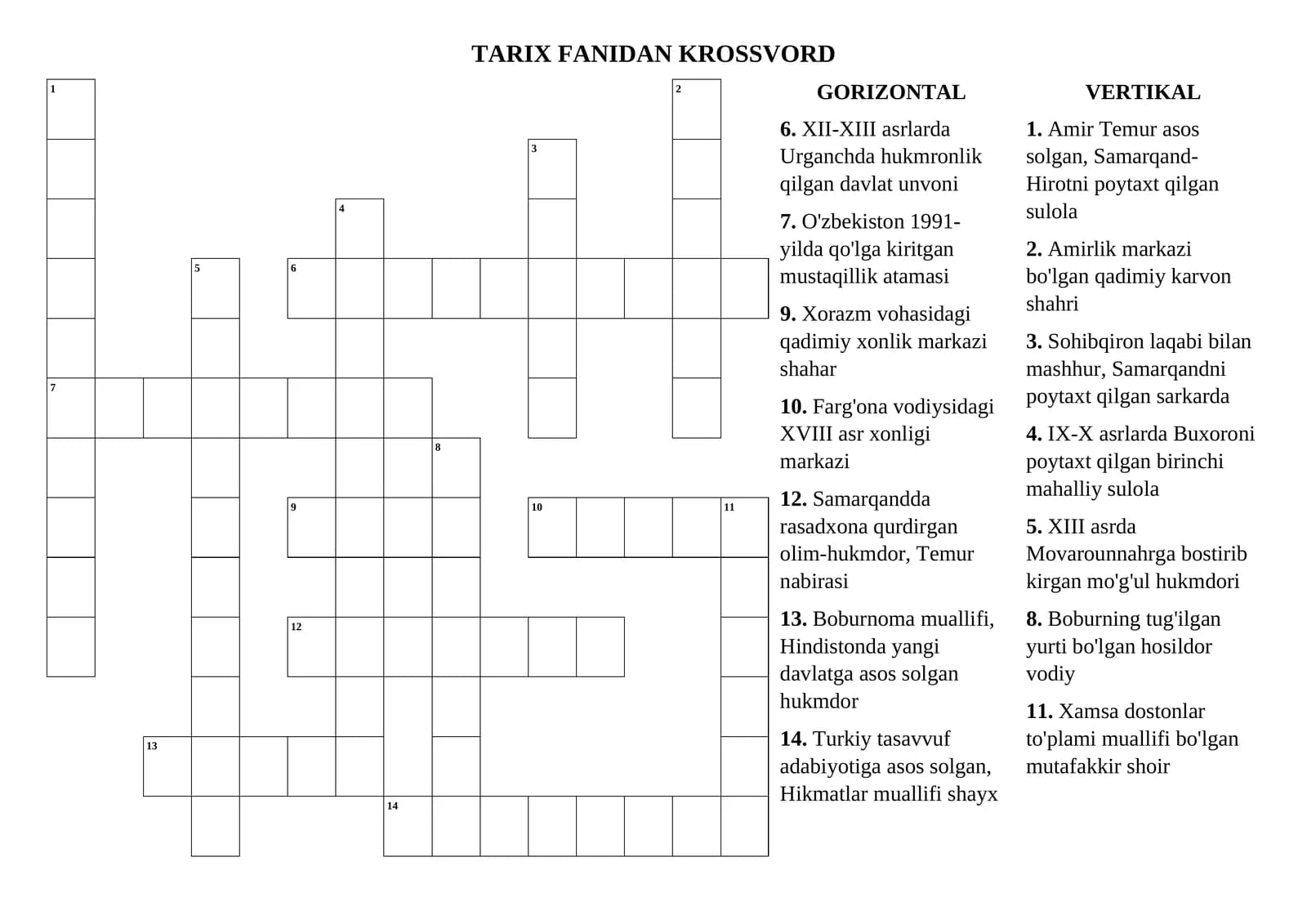 TARIX FANIDAN KROSSVORD