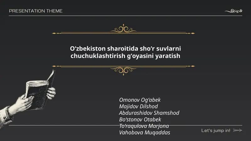 Oʻzbekiston sharoitida shoʻr suvlarni chuchuklashtirish gʻoyasini yaratish