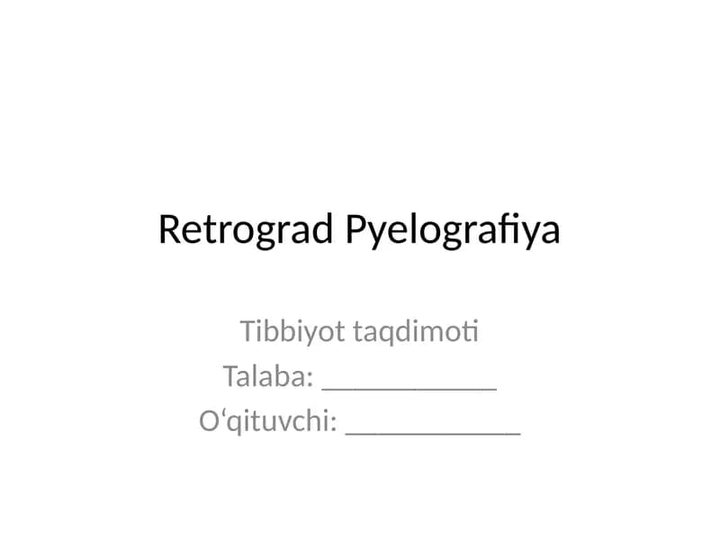 Retrograd Pyelografiya