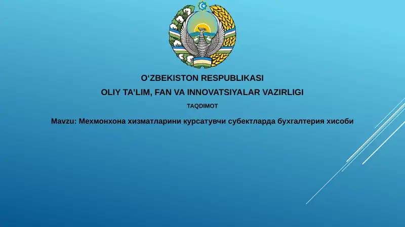 Mehmonxona xizmatlari buxgalteriyasi