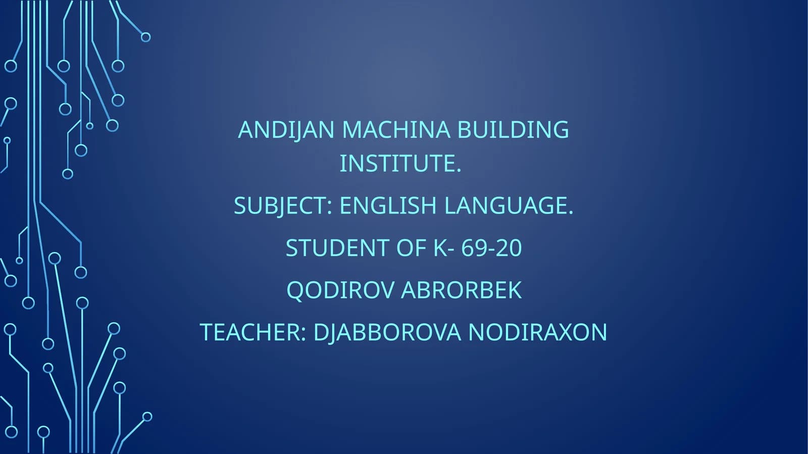 Andijan Machina Building Institute English language