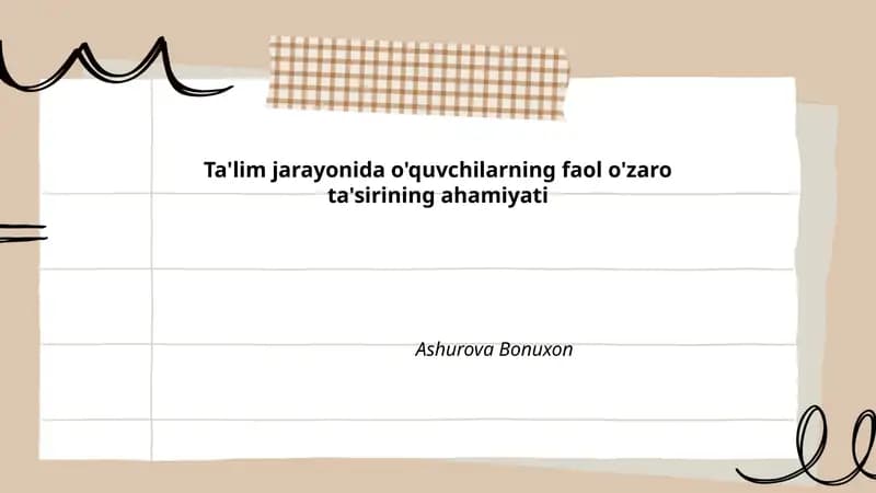 Faol o'zaro ta'sirning ahamiyati