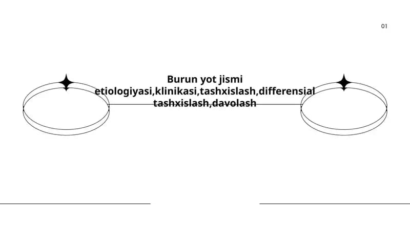 Burun yot jismi etiologiyasi, klinikasi, tashxislash, differensial tashxislash, davolash
