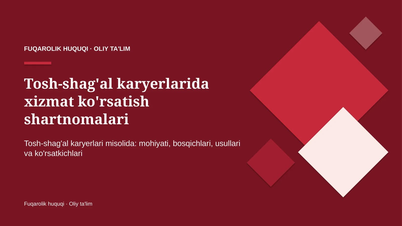 tosh shag'al karyerlarida xizmat ko'rsatish shartnomalari 9826