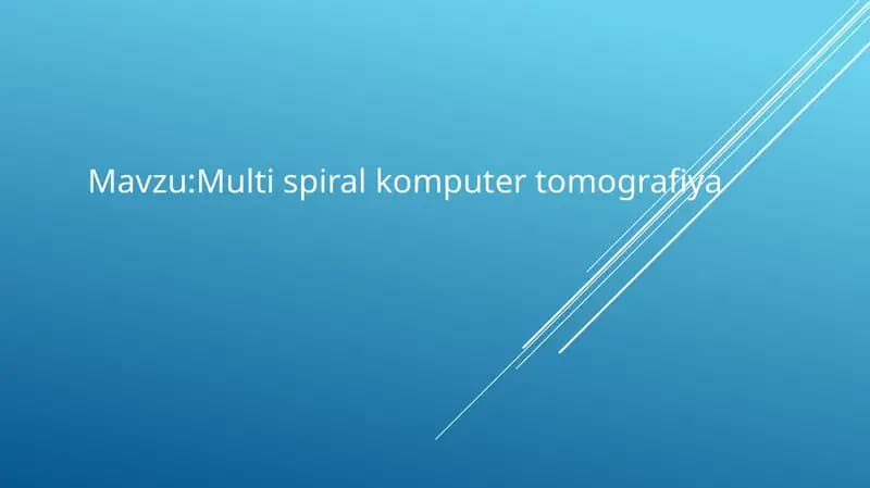 Multi spiral komputer tomografiya