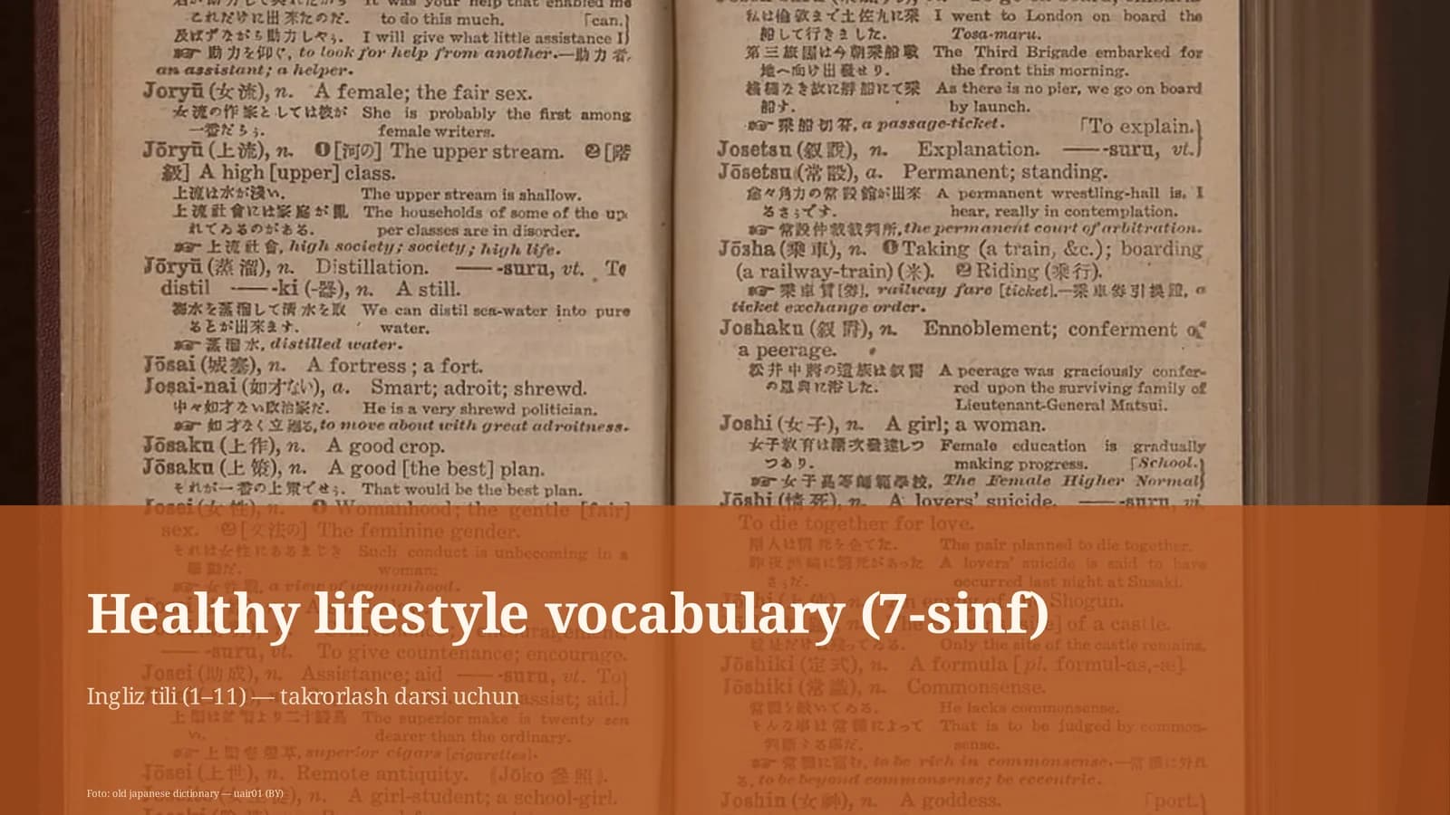Healthy lifestyle vocabulary (7-sinf)