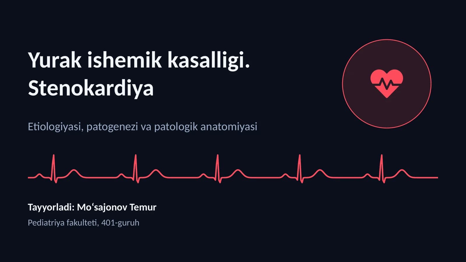 Yurak ishemik kasalligi. Stenokardiya