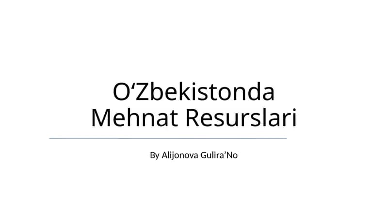OʻZbekistonda Mehnat Resurslari