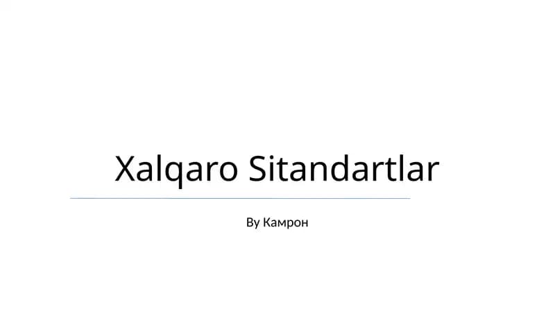 Xalqaro Sitandartlar