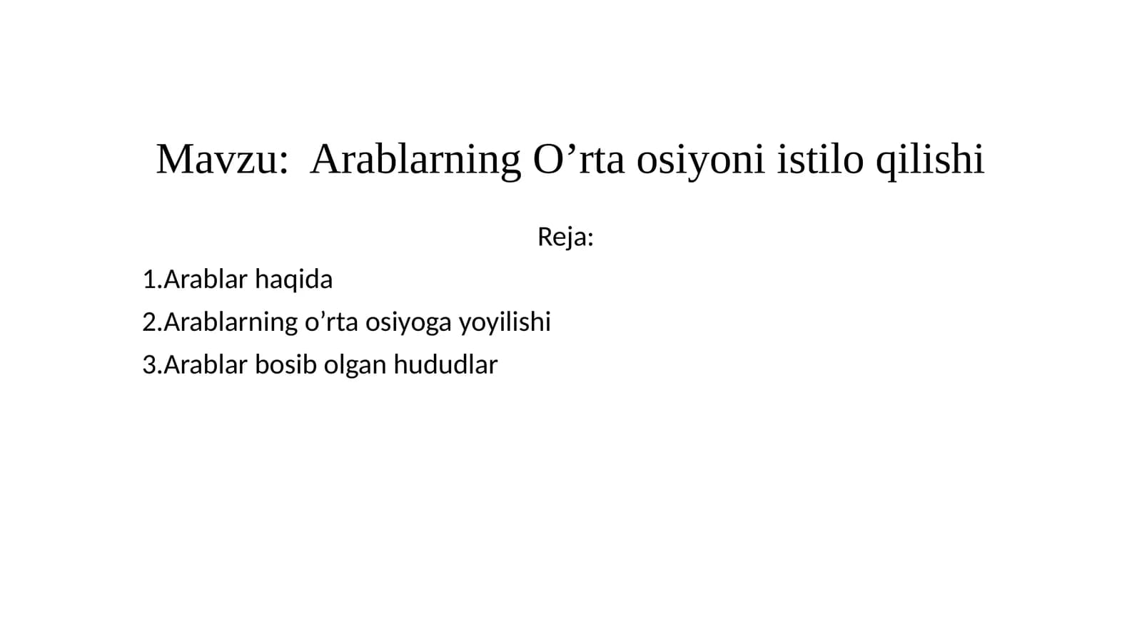 ArablarningO’rtaosiyoniistiloqilishi