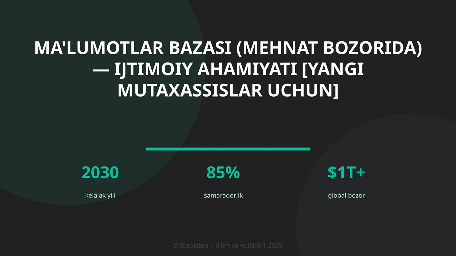 Ma'lumotlar bazasi (mehnat bozorida) — ijtimoiy ahamiyati [yangi mutaxassislar uchun]