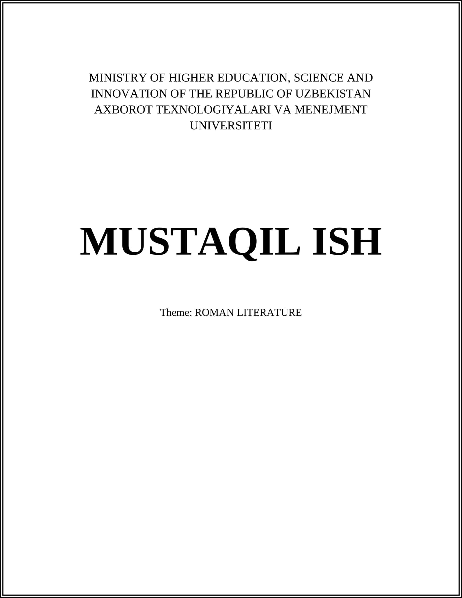 ROMAN LITERATURE