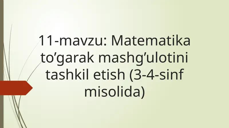 Matematika to'garak mashg'uloti