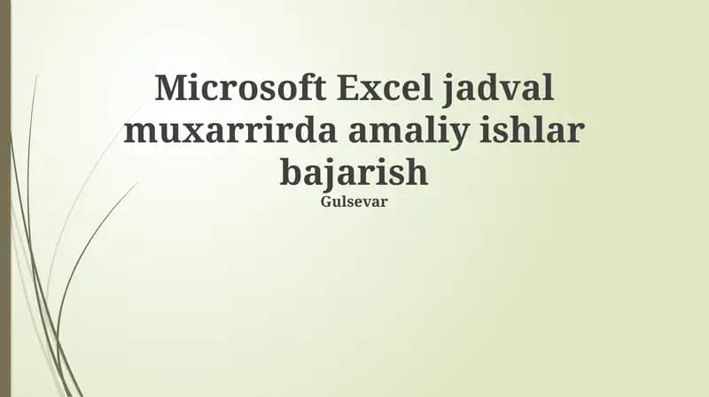 Excel bilan amaliyot