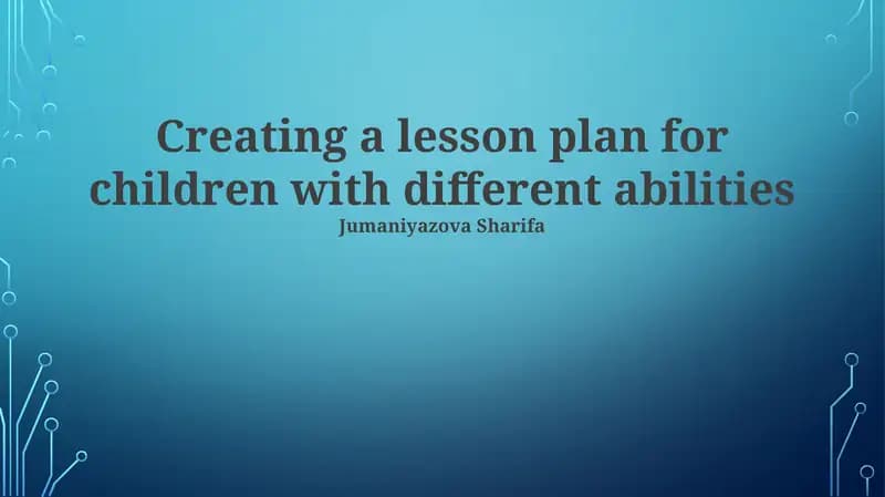 Lesson Plan for Children with Different Abilities