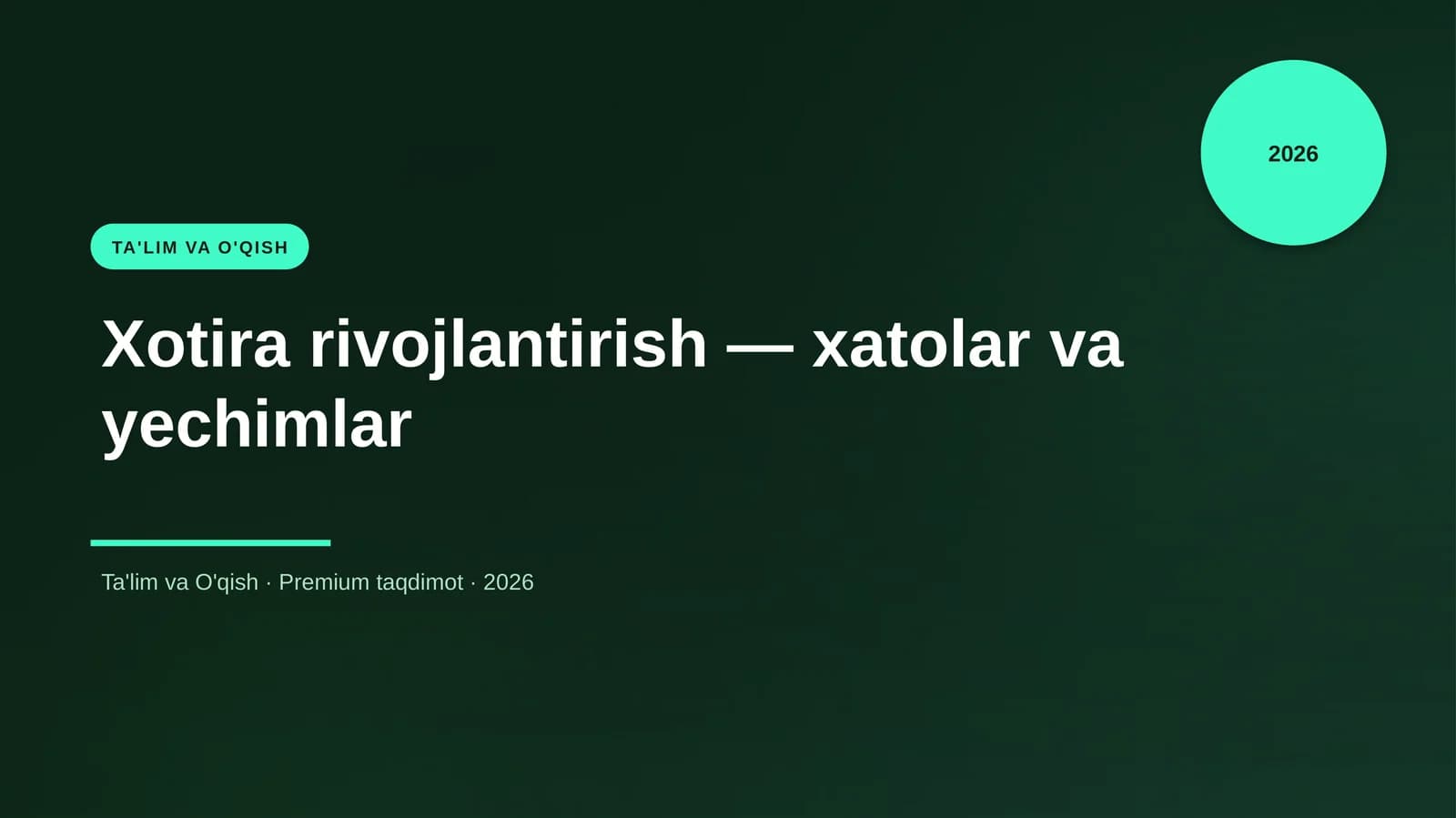 Xotira rivojlantirish — xatolar va yechimlar