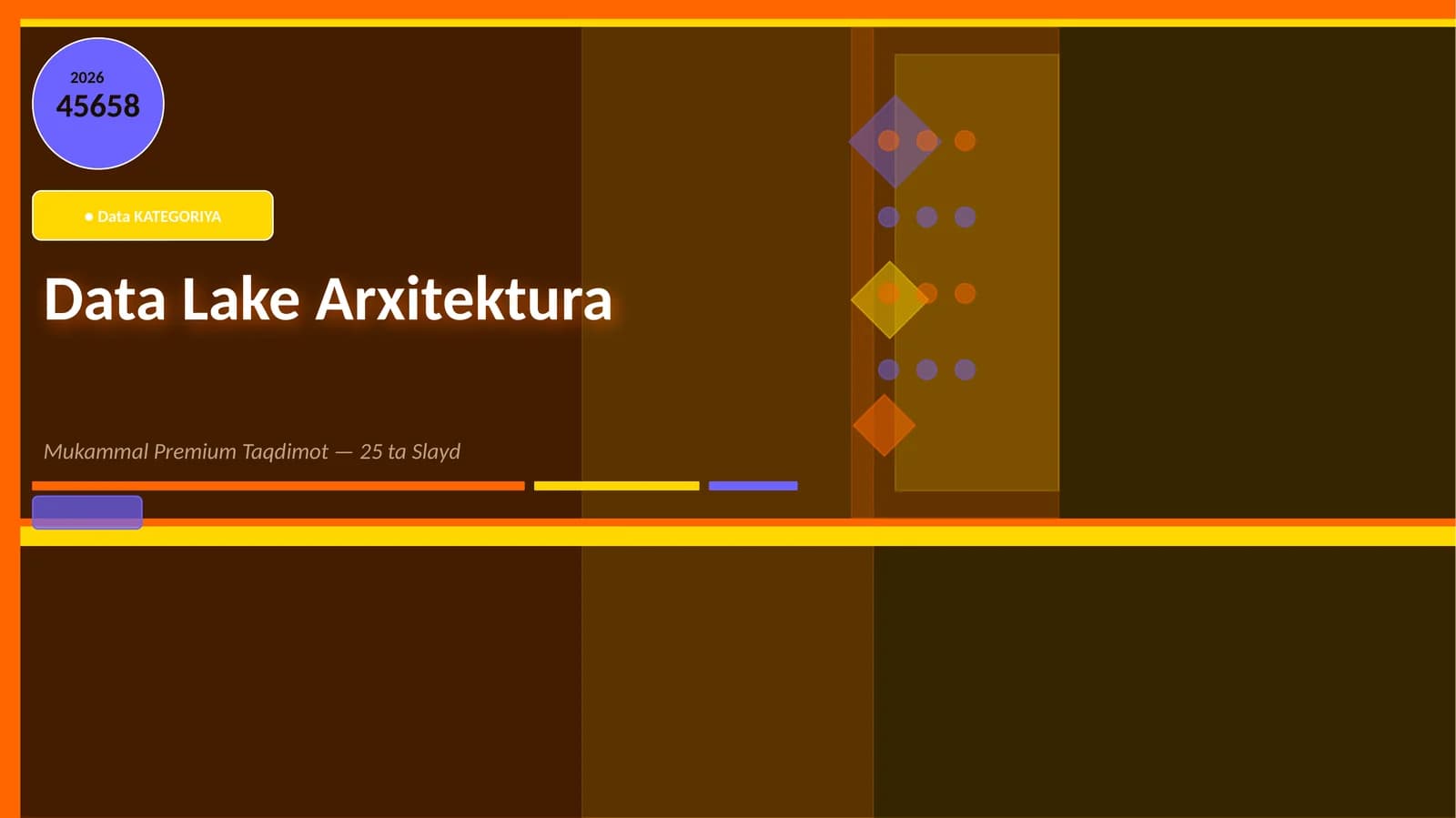 Data Lake Arxitektura Mukammal Premium Taqdimot — 25 ta Slayd