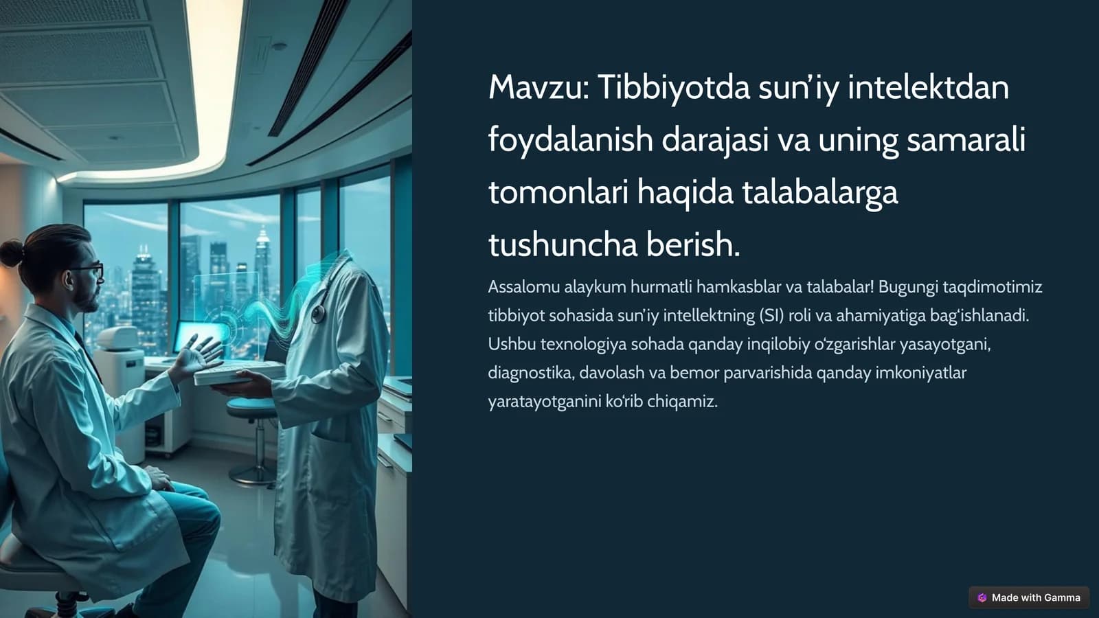 Tibbiyotda Sun'iy Intellektdan Faydalanish Darajasi va Uning Samarali Tomonlari