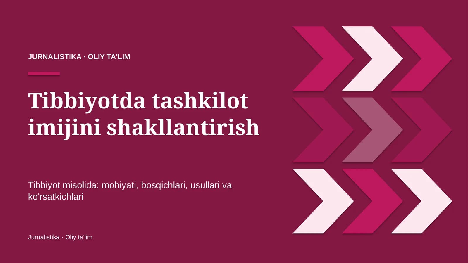 Tibbiyotda tashkilot imijini shakllantirish