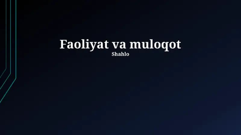 Faoliyat va Muloqot