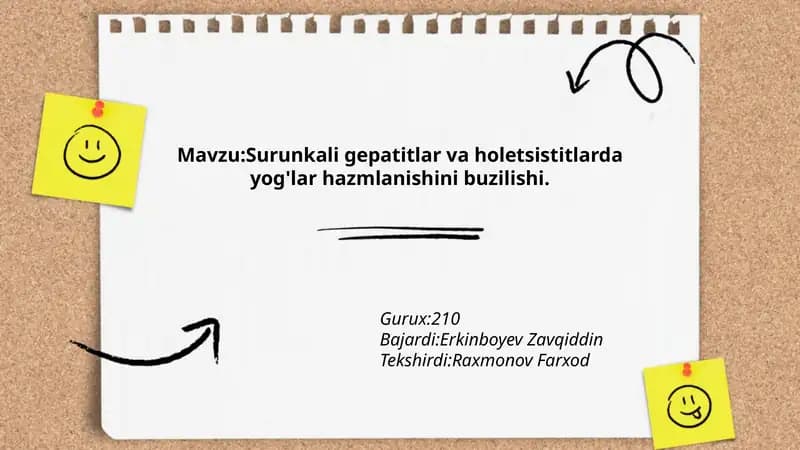 Surunkali gepatitlar va holetsistitlarda yog'lar hazmlanishini buzilishi