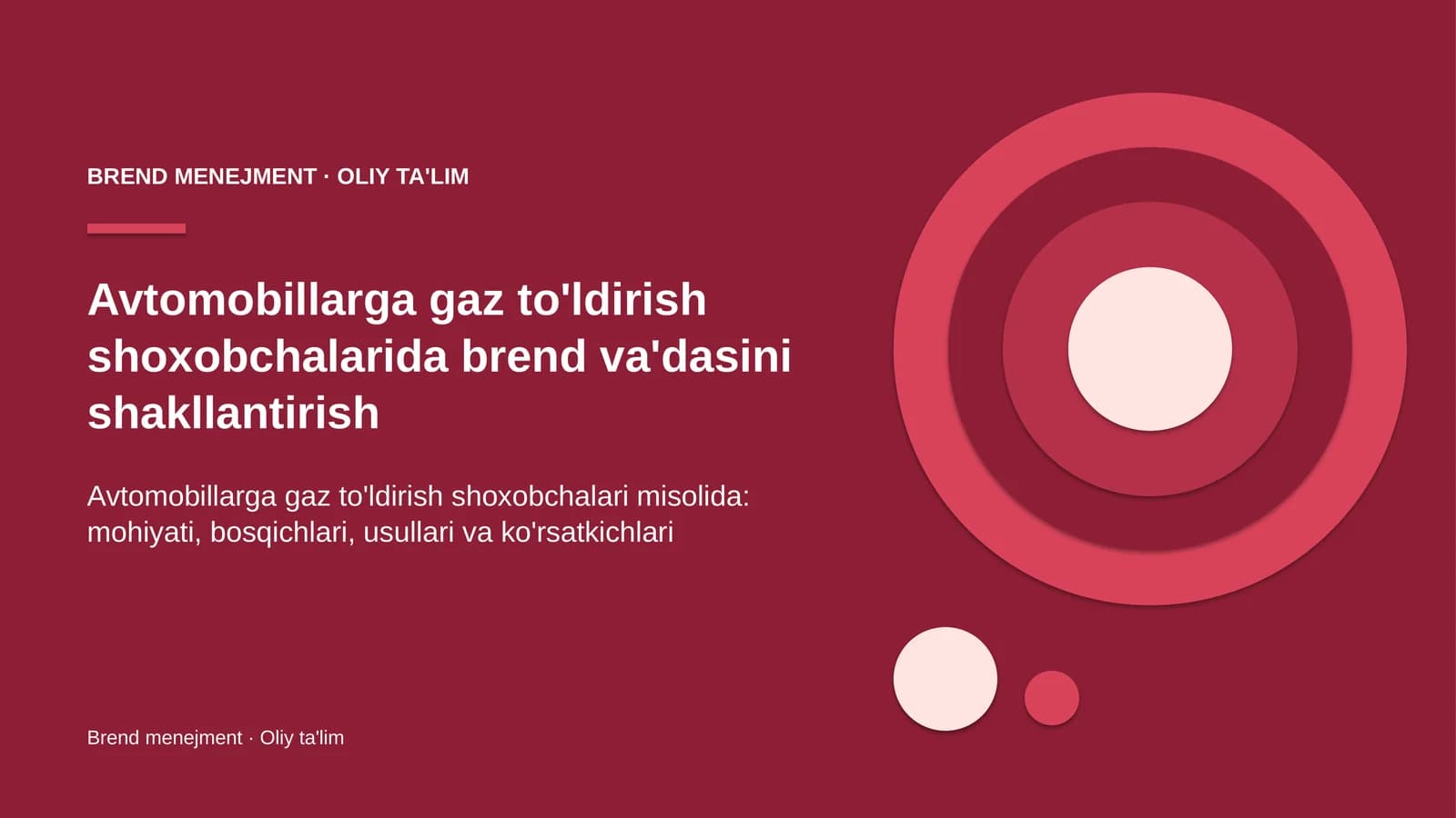 Avtomobillarga gaz to'ldirish shoxobchalarida brend va'dasini shakllantirish