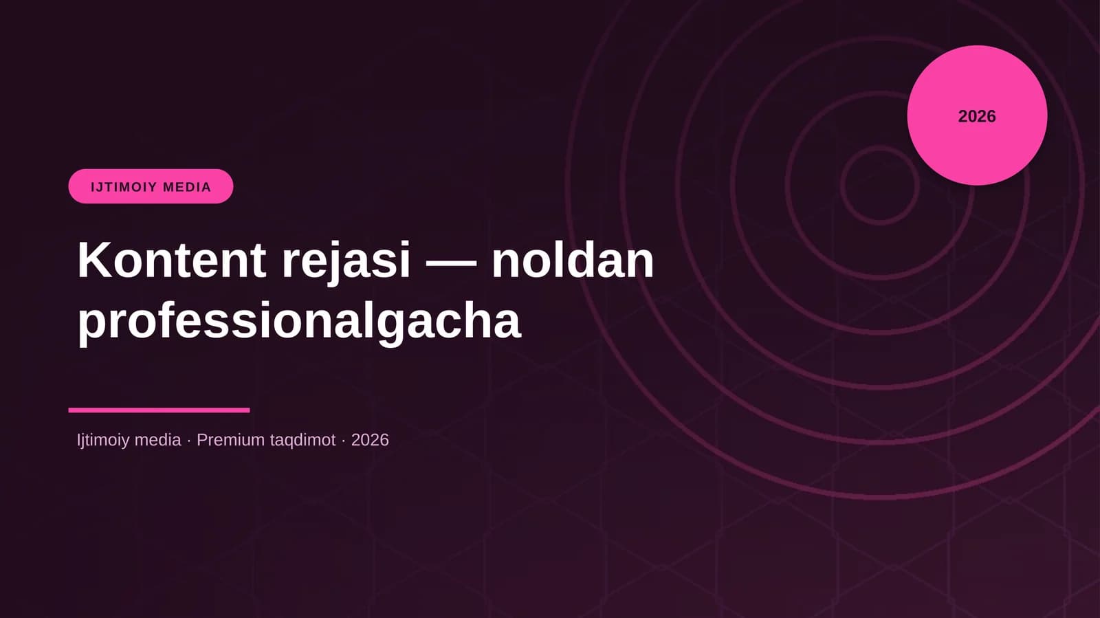 Kontent rejasi — noldan professionalgacha