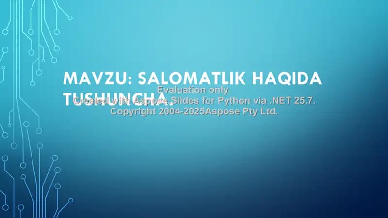 Valeologiya – Salomatlik haqida tushuncha