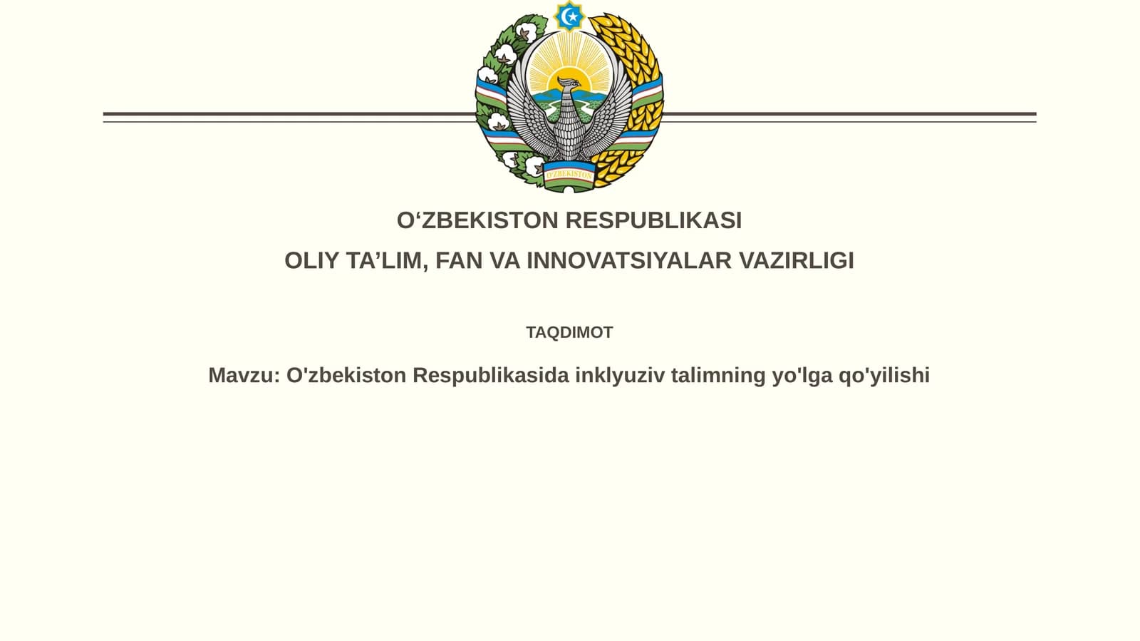 O'zbekiston Respublikasida inklyuziv ta'limning yo'lga qo'yilishi