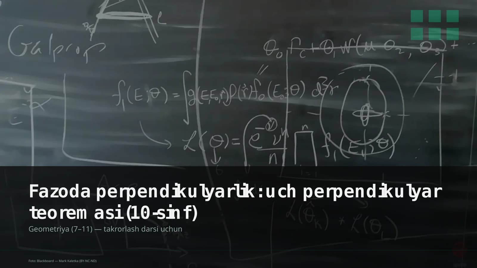 Fazoda perpendikulyarlik: uch perpendikulyar teoremasi (10-sinf)