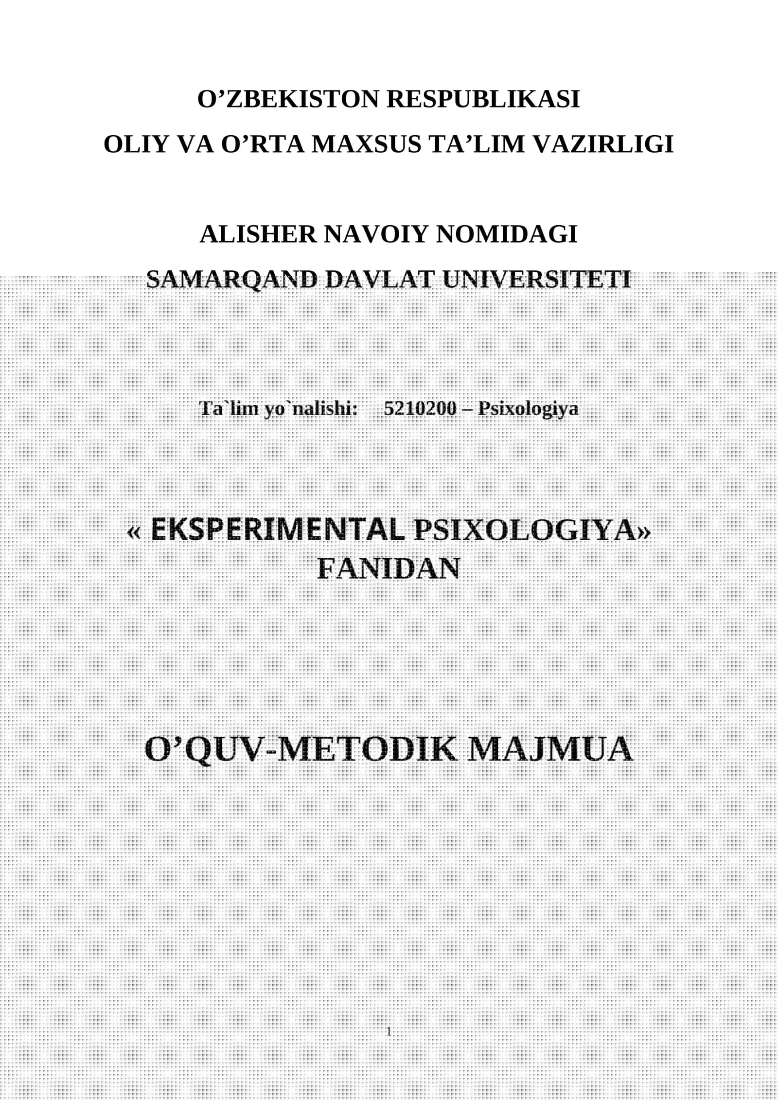 EKSPERIMENTAL PSIXOLOGIYA