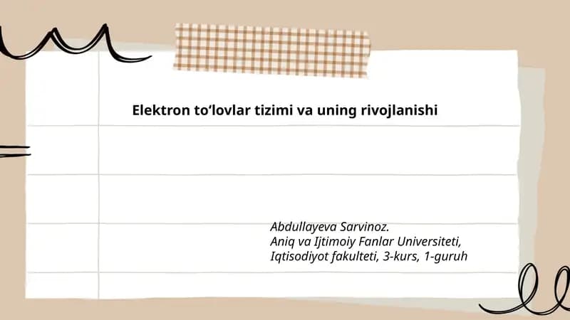 Elektron toʻlovlar tizimi va uning rivojlanishi