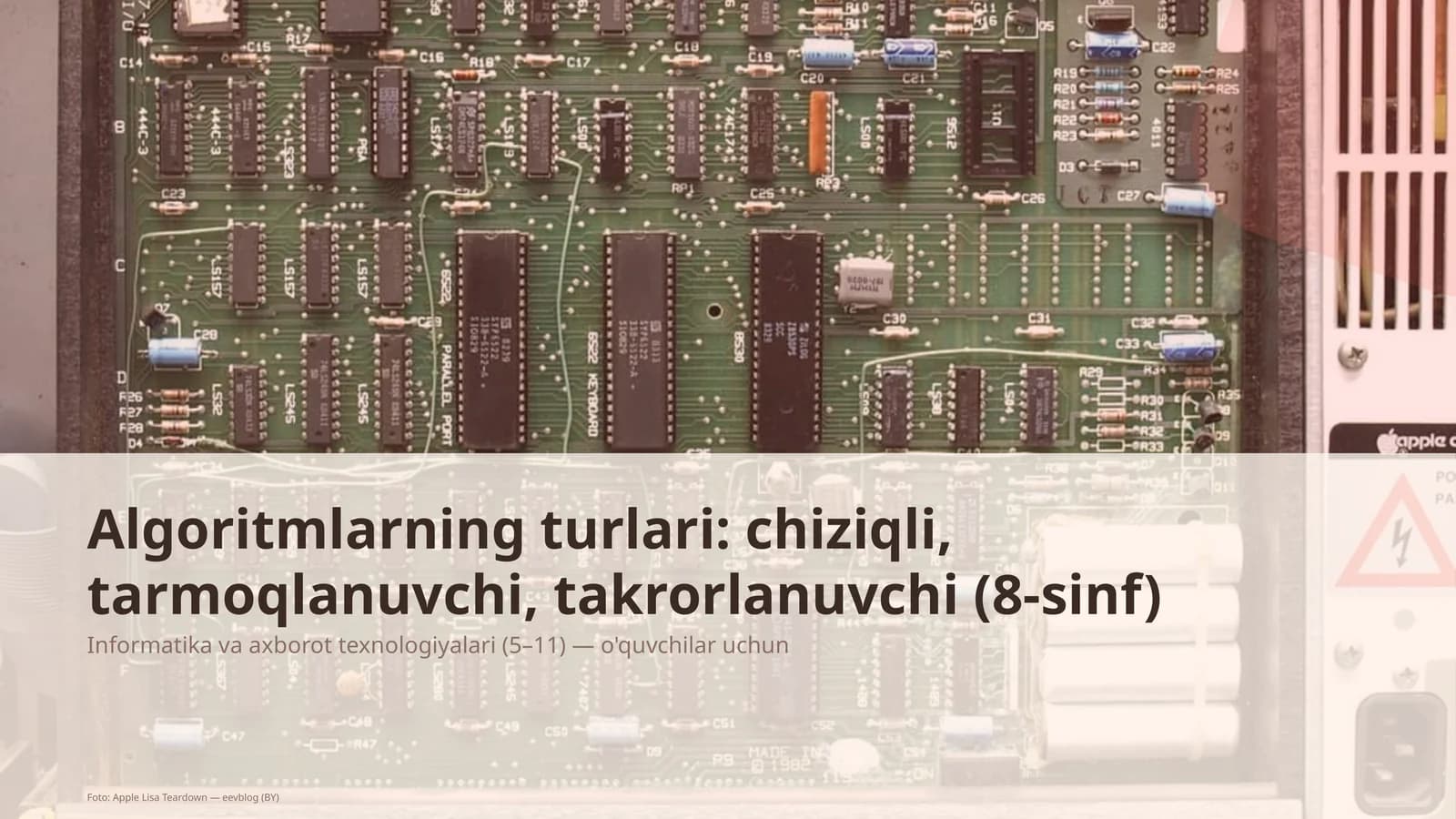 Algoritmlarning turlari: chiziqli, tarmoqlanuvchi, takrorlanuvchi (8-sinf)